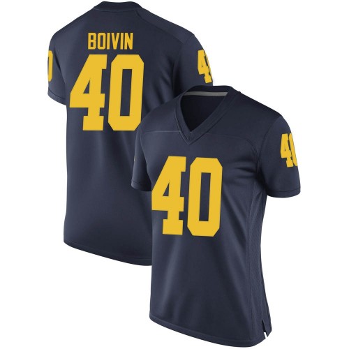 Christian Boivin Michigan Wolverines Women's NCAA #40 Navy Game Brand Jordan College Stitched Football Jersey YEV3354TC